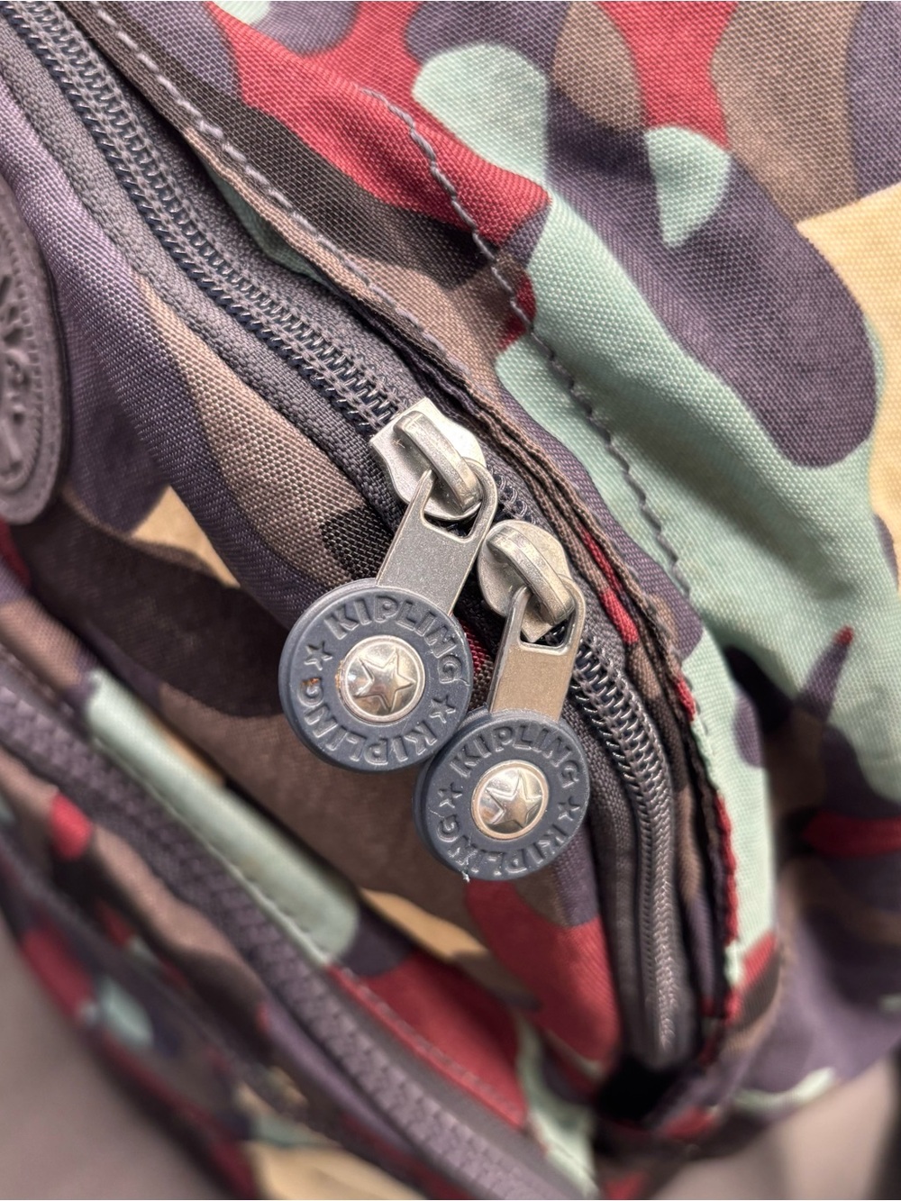 Kipling Paola Mini Backpack Camo Tonal Design Compact Lightweight Blue Gray - Picture 5 of 10